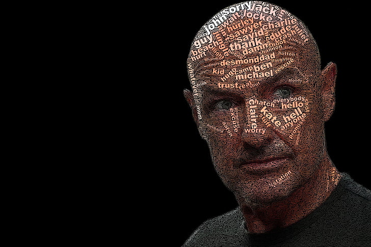 man face digital wallpaper, john locke, actor, face, letter, HD wallpaper