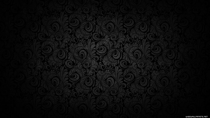 сив и черен флорален фон илюстрация, модел, монохромен, тъмен, HD тапет