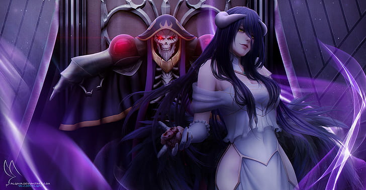Anime, Overlord, Ainz Ooal Gown, Albedo (Overlord), Wallpaper HD