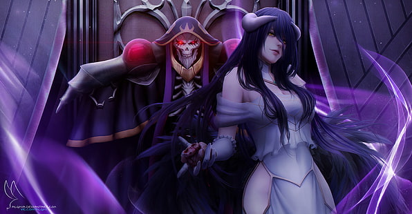 Anime, Overlord, Ainz Ooal Gown, Albedo (Overlord), HD wallpaper HD wallpaper
