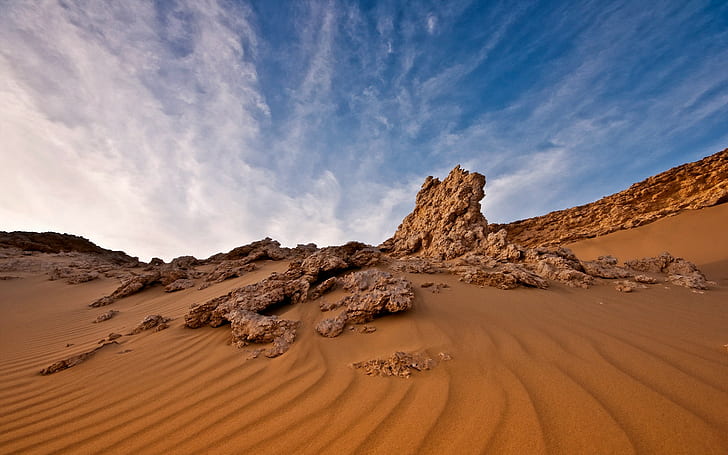 ธรรมชาติท้องฟ้าภูมิทัศน์หินทะเลทราย, วอลล์เปเปอร์ HD