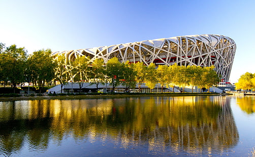 Peking Birds Nest Stadium 3, grå byggnad, Asien, Kina, Arkitektur, Stadium, fågelbo, nationell stadion, HD tapet HD wallpaper