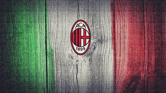 Logotipo de 1899 ACM, Italia, bandera, A.C Milán, Fondo de pantalla HD HD wallpaper