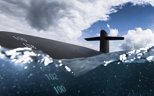 sea, military, submarine, SNLE Triomphant class, HD wallpaper HD wallpaper