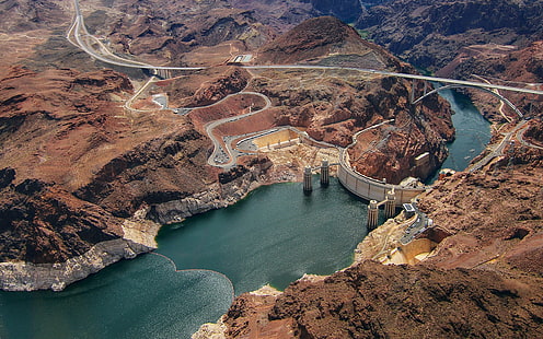 Hooverdamm, Nevada, USA, USA, Fluss, Nevada, Ansicht, Damm, Natur, Berg, See, Hooverdamm, HD-Hintergrundbild HD wallpaper