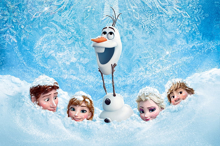 ディズニーの冷凍キャラクター、映画、冷凍、アンナ（冷凍）、エルザ（冷凍）、顔、霜、ハンス（冷凍）、クリストフ（冷凍）、オラフ（冷凍）、雪、 HDデスクトップの壁紙