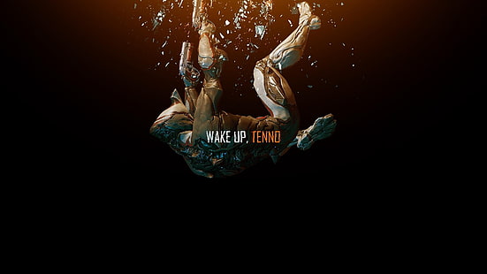 Текст Wake Up Tenno, Варфрейм, Экскалибур (Варфрейм), пистолет, HD обои HD wallpaper