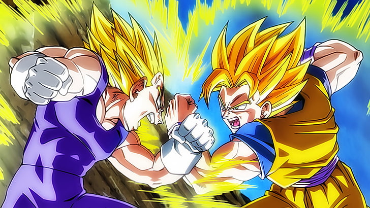 Ilustración de Son Goku, Dragon Ball, Vegeta, Son Goku, Super Saiyan, Fondo de pantalla HD