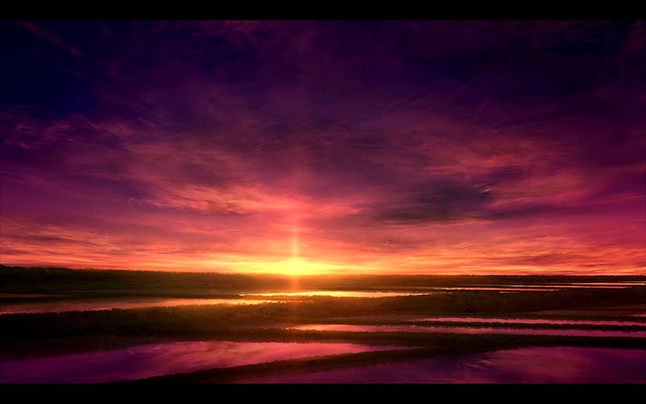 fond d'écran numérique coucher de soleil, nature, lumière du soleil, coucher de soleil, ciel, Fond d'écran HD