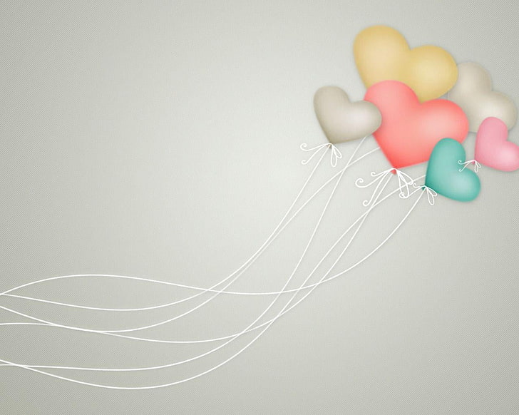 heart balloons illustration, balls, love, flowers, background, Wallpaper, Valentine, Valentine's day, HD wallpaper