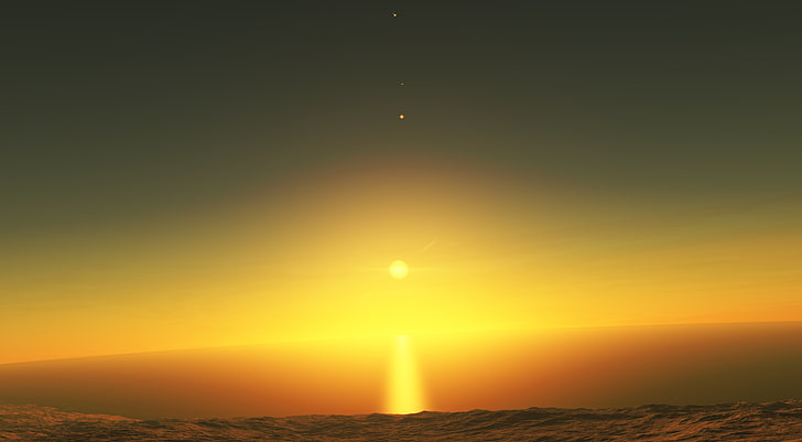 фотография солнца в золотой час, природы, заката, ясного неба, пейзажа, HD обои