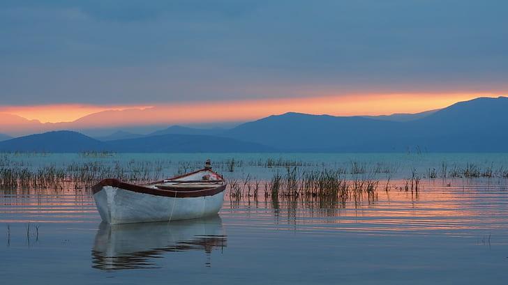 lago, natura, barca, Sfondo HD