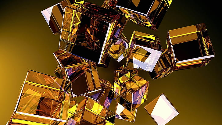 3d, cube, glass, hD, HD wallpaper