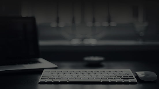 черно-белый ноутбук, компьютер, клавиатуры, HD обои HD wallpaper