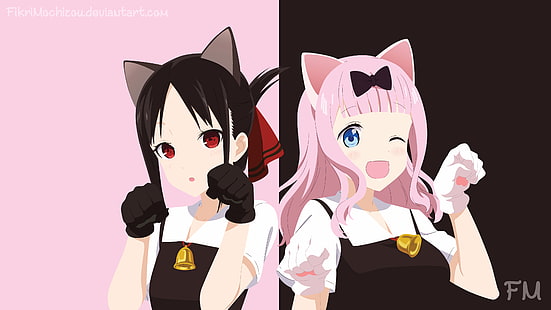 Anime, Kaguya-sama: Cinta itu Perang, Gadis Kucing, Chika Fujiwara, Kaguya Shinomiya, Wallpaper HD HD wallpaper
