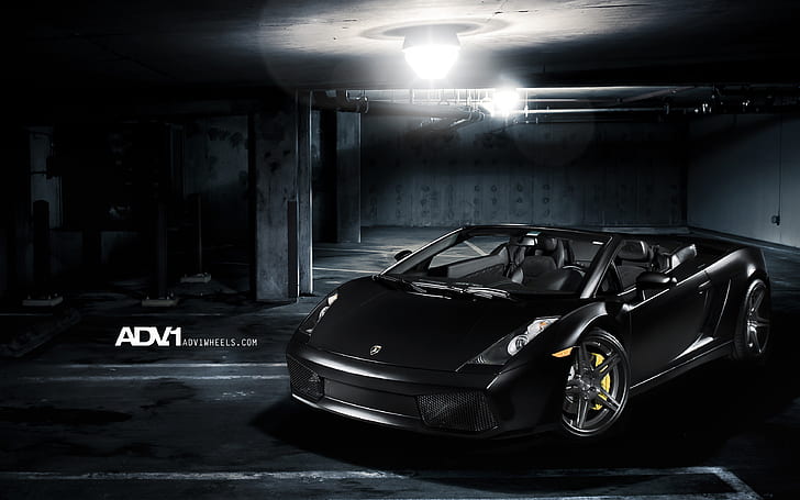 Black, Spyder, Lamborghini, Gallardo, ADV1, Matte, HD wallpaper