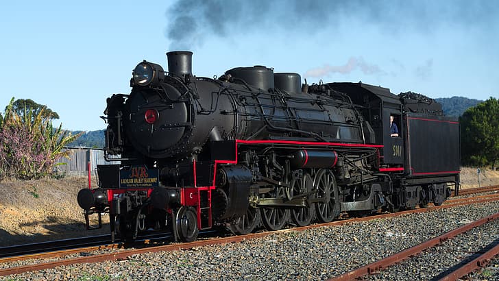 steam locomotive, train, locomotive, vehicle, railway, transport, HD wallpaper