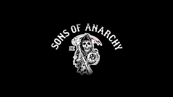 Логотип Sons of Anarchy, Сыновья Анархии, черный, HD обои HD wallpaper