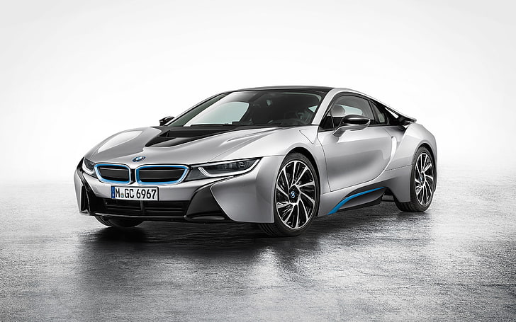 BMW I8, car, Electric Car, Simple Background, vehicle, HD wallpaper