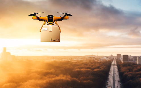 Tecnologia moderna de distribuição de drones para logística, HD papel de parede HD wallpaper