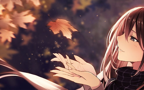 Japan Autumn Leaf Anime Girl, HD-Hintergrundbild HD wallpaper