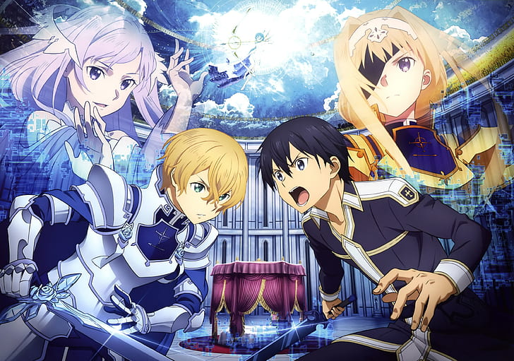 anime, Alicization de Sword Art Online, Alice (Sword Art Online: Alicization), Kirito (Sword Art Online), Kirigaya Kazuto, Eugeo, HD papel de parede