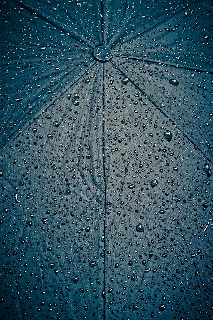 Wassertropfen auf schwarzem Regenschirm, Regenschirm, Tropfen, Regen, Tuch, Oberfläche, nass, HD-Hintergrundbild, Handy-Hintergrundbild