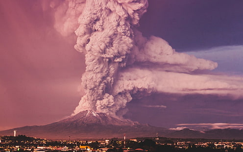 vulcão marrom, natureza, colorido, fotografia, vulcão, erupção vulcânica, HD papel de parede HD wallpaper