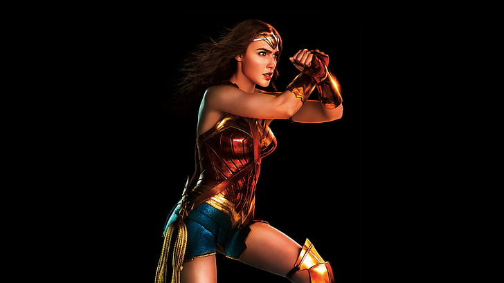 жена, облечена в червен и син костюм, Wonder Woman, Лига на справедливостта, Гал Гадот, HD, 4K, HD тапет