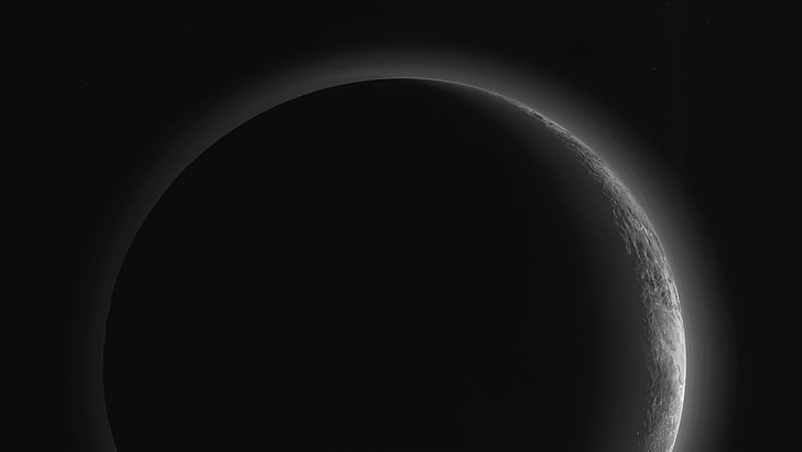 Sylwetka, Crescent, Pluto, Horizon, 4K, 8K, Tapety HD