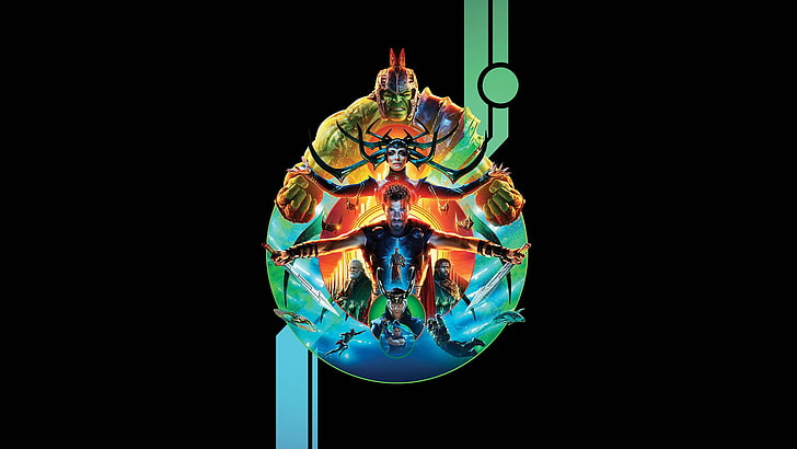 The Avengers digitales Hintergrundbild, Thor: Ragnarok, Hulk, Hela, Thor, Großmeister, Loki, HD-Hintergrundbild