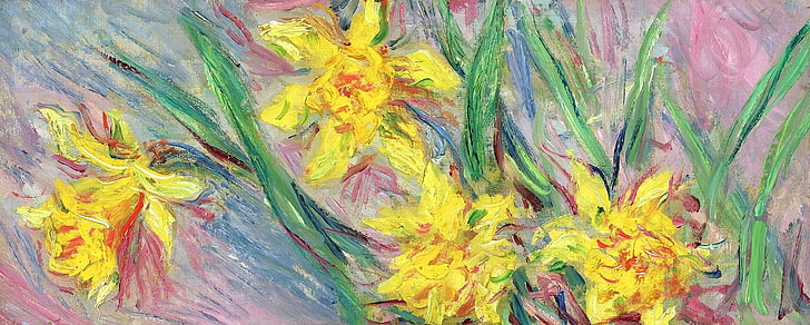 الزهور ، الصورة ، كلود مونيه ، النرجس البري، خلفية HD