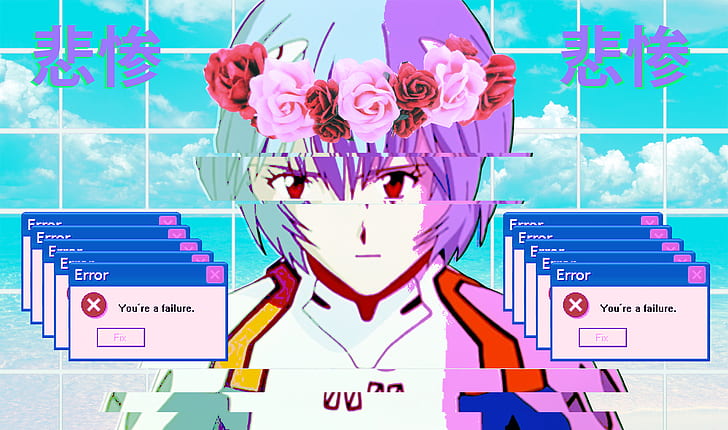 Neon Genesis Evangelion, Ayanami Rei, vaporwave, Wallpaper HD