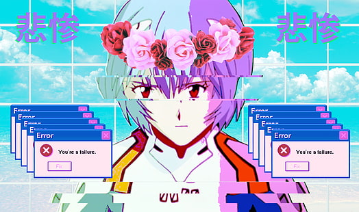 Neon Genesis Evangelion, Ayanami Rei, vaporwave, Wallpaper HD HD wallpaper
