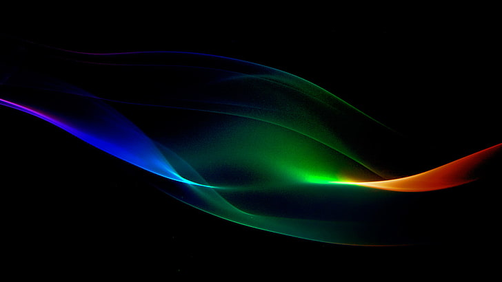 黒、緑、赤のイラスト、光、煙、波、色、ガス、夕暮れ、 HDデスクトップの壁紙
