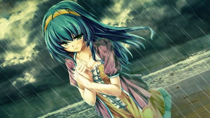 Anime Rain HD, çizgi film / çizgi roman, anime, yağmur, HD masaüstü duvar kağıdı
