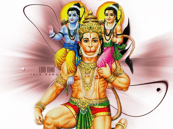Jai Shri Ram, ilustrasi dewa Hanuman, Tuhan, Dewa Ram, hindu, hanuman, Wallpaper HD