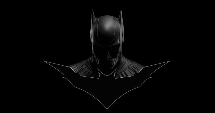 Batman-logotyp, Batman, svart, enkel bakgrund, DC Comics, superhjälte, grå, HD tapet