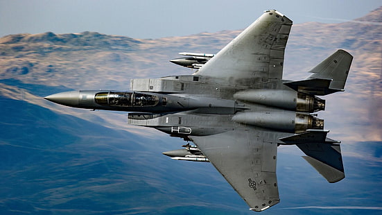avião militar, militar, aviões, exército, f-15, avião de combate, lutador, águia, céu, HD papel de parede HD wallpaper