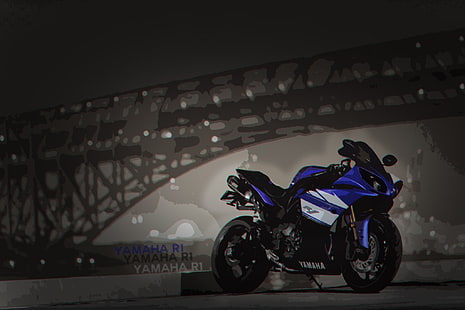черен и син RC автомобил, мотоциклет, Yamaha R1, Yamaha YZF R1, HD тапет HD wallpaper