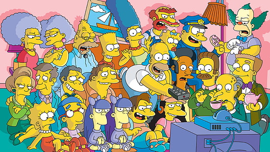 Los Simpson, Bart Simpson, Homer Simpson, Krusty The Clown, Lisa Simpson, Maggie Simpson, Marge Simpson, Fondo de pantalla HD HD wallpaper