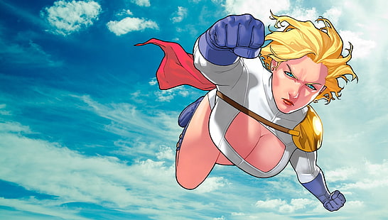 DC Comics, Power Girl, flying, HD wallpaper HD wallpaper
