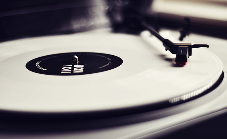 Vinyl Record Player Black And White, white turntable, Vintage, Player, White, Black, Vinyl, Record, HD wallpaper