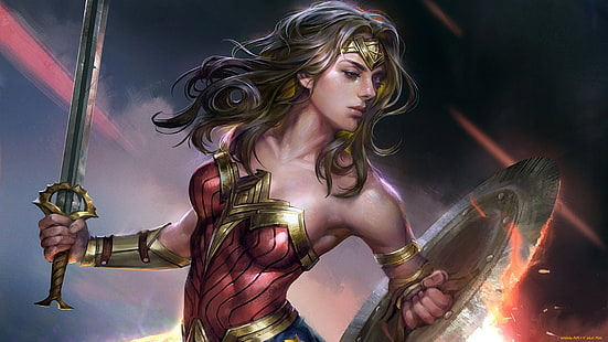 фэнтези девушка, женщины, воин, Wonder Woman, HD обои HD wallpaper
