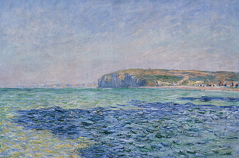 пейзаж, картина, Клод Моне, Тени на море в Пурвиле, HD обои HD wallpaper