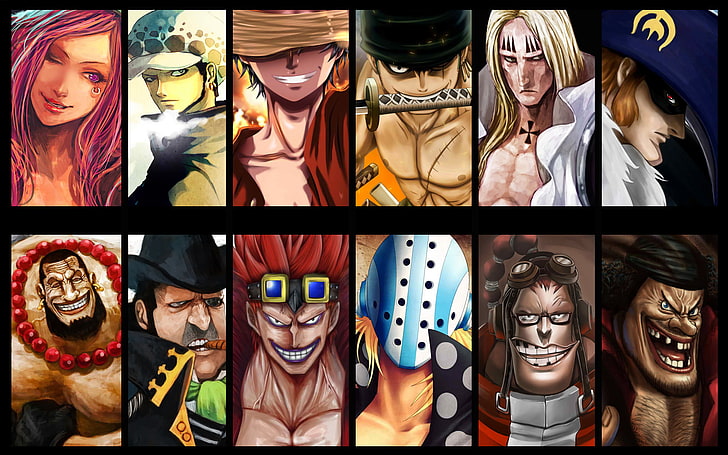 Tapeta One Piece, anime, One Piece, Trafalgar Law, Monkey D. Luffy, Roronoa Zoro, marshall d. nauczać, Tapety HD