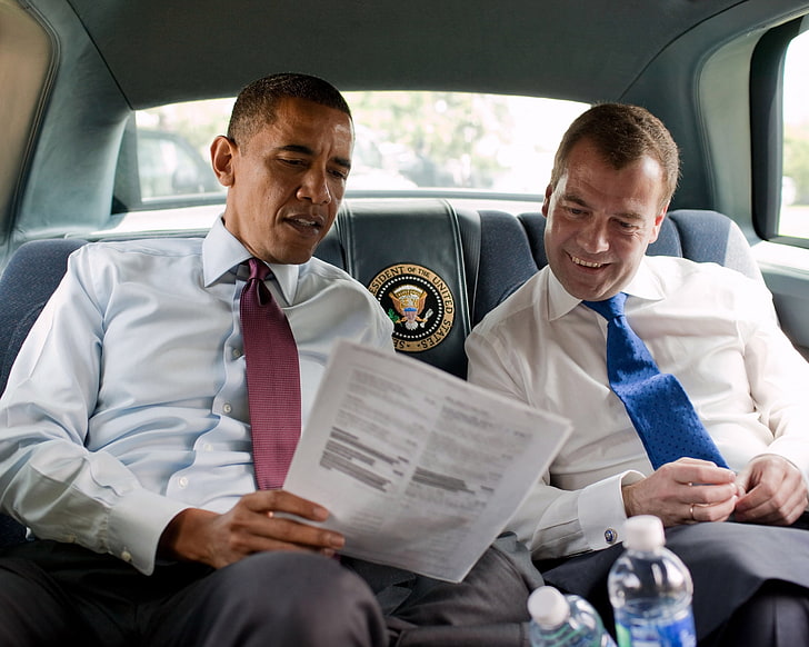 Barack Obama, barack obama, dmitry medvedev, president, prime minister, car, HD wallpaper