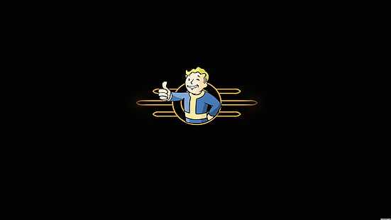 Лого на Blue Boy, Fallout, Vault Boy, минимализъм, видео игри, HD тапет HD wallpaper