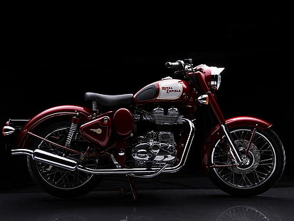 رويال إنفيلد بوليت 500 كلاسيك ، دراجة نارية قياسية باللونين الأحمر والأسود ، دراجات نارية ، رويال إنفيلد، خلفية HD HD wallpaper