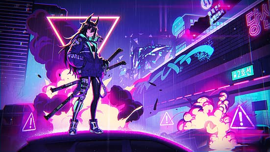 Anime, Anime Girls, Cyberpunk, HD-Hintergrundbild HD wallpaper